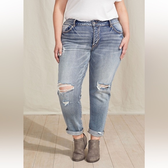 Kancan Boyfriend Distressed Blue Jeans 14 - Picture 1 of 11